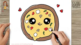 How to Draw a Cute Pizza, Very Easy Drawings