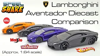Lamborghini Aventador Comparison - Maisto Hot Wheels Majorette Siku - Diecast 1:64 Review
