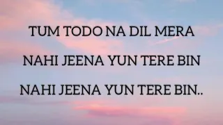 TUM TODO NA DIL MERA FEMALE FULL LYRICS VIDEO|PLEASE LIKE AND SUBSCRIBE MY YOUTUBE CHANNEL