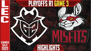 G2 vs MSF Highlights Game 3 | Playoffs Round 1 LEC Summer Split 2022 | G2 Esports vs Misfits Gaming