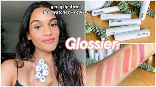 glossier generation g lipsticks lip swatches + shade review