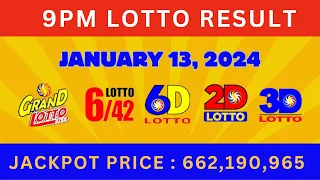 9PM PCSO Lotto Results – January 13, 2024