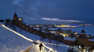 Relaxing walk through the Nizhny Novgorod Kremlin,Russia//Walk through the area with beautiful views