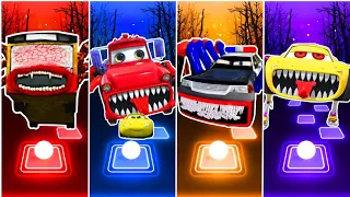 Bus Eater vs Cars Mater Exe vs Police Car Eater vs McQueen Yellow Eater | Tiles Hop EDM Rush