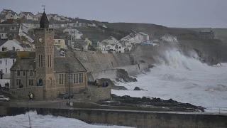 4K footage of Storm Freya bringing huge waves to Porthleven Cornwall