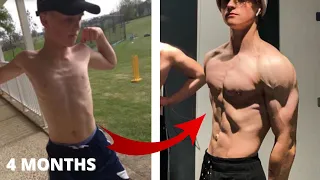 MY NATURAL 4 MONTHS BODY #TRANSFORMATION - Skinny to Muscle - (#MOTIVATION) (16 YEARS OLD)