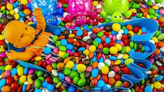 Satisfying Video l Mixing Candy in Foot  with Magic Slime & Rainbow Skittles ASMR