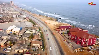 Aerial View of the Beach Road Expansion Project in Ghana (La, August 2022) - 4K