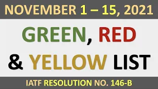 PH List of GREEN, RED, and YELLOW COUNTRIES | IATF Resolution 146-B