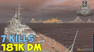World of WarShips | Bismarck | 7 KILLS | 181K Damage - Replay Gameplay 1080p 60 fps