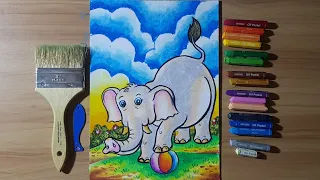 Belajar Mewarnai Gambar Gajah #2 untuk PAUD B