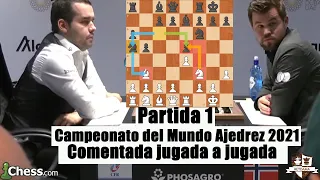 Magnus Carlsen Vs Ian Nepomniachtchi || CAMPEONATO del MUNDO de AJEDREZ  2021! (Partida 1)