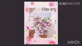Polymer clay flowers decoration on mug