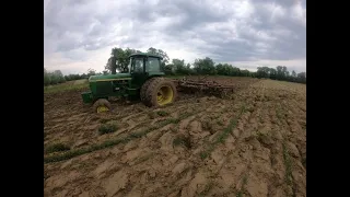 John Deere 4430 Disking Corn Ground  With a White 271 Disk Part 1