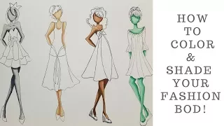 Fashion Illustration Tutorial Series FINALE ~ How to Color and Shade your Fashion Figure!