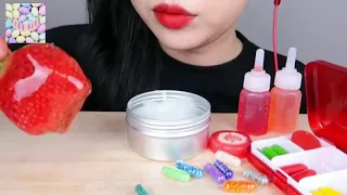 ASMR 🌈👌JELLY FRUITS, STRAWBERRY GUMMY  TANGHULU, CHERRY, GRAPES EATING SOUNDS RAINBOW DESERTS