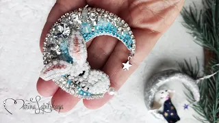 🌜 How to make a beaded "Moon Bunny" brooch (master class of the symbol of 2023 - Rabbit on the Moon)
