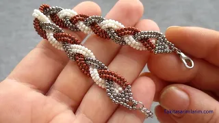 ÖRGÜLÜ BONCUK BİLEKLİK YAPILIŞI / BRAIDED BEAD BRACELET MAKING