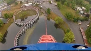 Ride of Steel Roller Coaster POV Darien Lake NY Superman Intamin Hyper