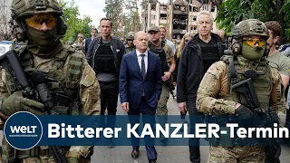 KANZLER IN KIEW: Besuch in Irpin -  Olaf Scholz verurteilt "Brutalität" von Putins Angriffskrieg