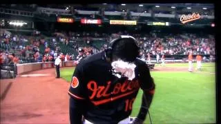 Adam Jones . . . 2 home runs . . . 2 Pies in the Face