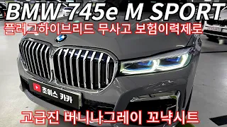 너무나도 고급진 컬러 버니나그레이 실내 꼬냑시트 플러그하이브리드 BMW745E M SPORT 무사고 1인신조 보험이력제로