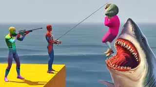 Scary Teacher 3D - Spiderman Vs Miss'T -House Pranks - Shark Battle in the Sea - Game Animation
