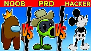 FNF Character Test - Gameplay vs Playground - Noob Pro Hacker - Sans - Brown imposter - Mickey Mouse