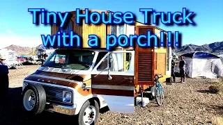 Super Cool DIY Tiny House Truck with porch - Interview & Tour