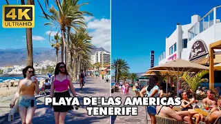 PLAYA DE LAS AMERICAS 🌞 Sunny Day Tenerife Spain 🇪🇸 | Walking Tour [4K UHD] | Joyoftraveler