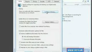 Windows Vista - How to enable/disable Windows Media player 11 sharing files