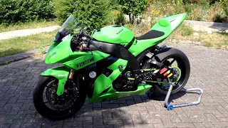 Walkaround Kawasaki ninja ZX10R 2009 startup walk around track race bike