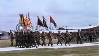 Major General Harris W Hollis presents awards to troops at the award ceremony in ...HD Stock Footage