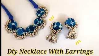 Diy- Handmade Fabric Chokar & Earrings Full Tutorial //Fabric Necklace making