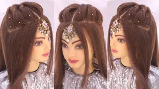 2 Modern open hairstyle for wedding l easy hairstyles girl l engagement bride look l front variation