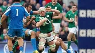 Tito Tebaldi gets to grips with Paul O Connell - Ireland v Italy 8th March 2014