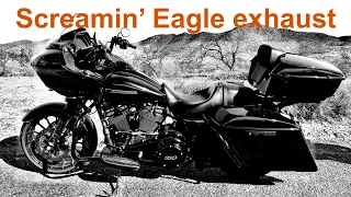 Screamin' Eagle exhaust sound (no baffles) vs stock - Harley Road Glide 114 - see description please