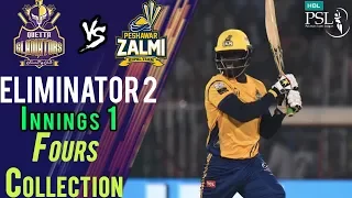 Peshawar Zalmi  Fours | Karachi Kings Vs Peshawar Zalmi|Eliminator 2 |21 Mar | HBL PSL 2018