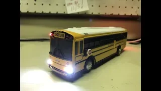 Custom 1:54 scale Thomas Built Saf T Liner HDX diecast school bus model with working lights