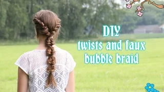 How to: (DIY) Twists and Faux Bubble Braid | Yiyayellow Hairstyles