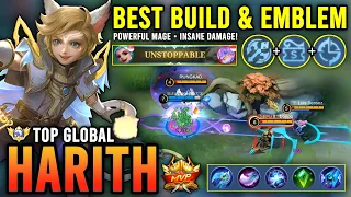 POWERFUL MAGE!! HARITH BEST BUILD & EMBLEM 2023 | TOP GLOBAL HARITH GAMEPLAY - MOBILE LEGENDS