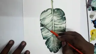 Banana leaf painting in watercolour