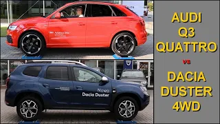 SLIP TEST - Audi Q3 Quattro vs Dacia Duster 4WD - premium vs budget - @4x4.tests.on.rollers