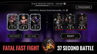 Fatal Black Dragon Tower 37 second Boss Battle 100 Fight & Reward 🎮 Mortal Kombat Mobile | MK Mobile