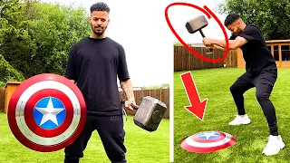 THOR'S HAMMER VS CAPTAIN AMERICA'S SHIELD | WHAT IS STRONGER? *EXPERIMENT* 👀 #Shorts