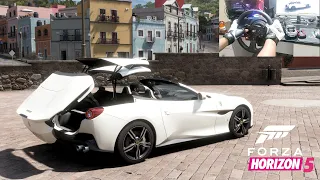 Forza Horizon 5 || Ferrari Portofino || Beautiful Convertible Car || Gameplay With Steering Wheel ||