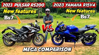 Bajaj Pulsar RS200 Bs7 v/s Yamaha R15 V4 Bs7 Mega Comparison || Konsa Bike Hai best ?