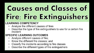 Causes and Classes of Fire; Types of Fire Extinguishers | DRRR