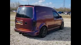 custom vw caddy mk4 wrapped roaring thunder r32 exhaust Leather Xenon Remapped show van life