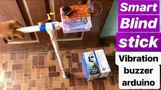 Ultrasonic sensor based Blind stick with Vibrating Handle & buzzer for blind person with arduino